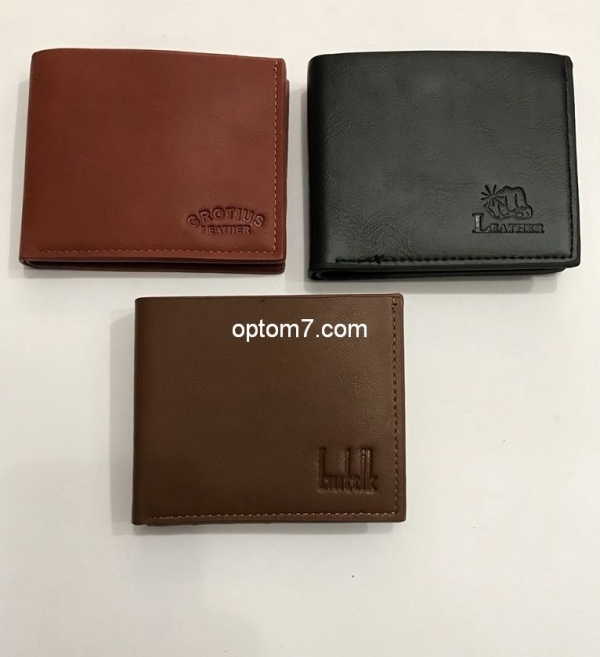 Мужской кошелек из кожзама Leather, размер: 11.5/9.5/2.5см Арт. 304
