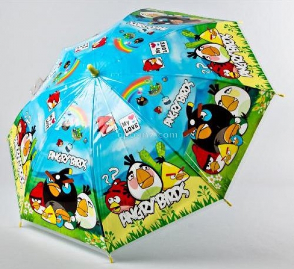 Купить зонт трость подростковый «angry birds», полуавтомат, поливинил на Барабашово оптом