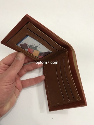 Мужской кошелек из кожзама Leather, размер: 11.5/9.5/2.5см Арт. 304